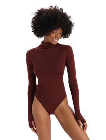 Bielizny Icebreaker Merino Queens Long Sleeve High Neck Bodysuit Damskie Czerwone | PL 1247JPQJ